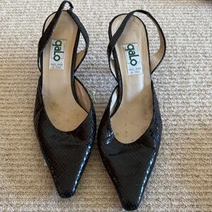 GALO Black Patent Slingback Heels